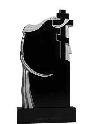 Православный памятник из черного гранита с декоративным крестом